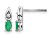 Natural Green Emerald Earrings 2/5 Carat (ctw) in 14K White Gold